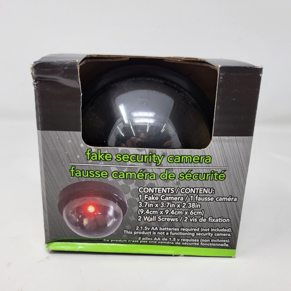 e-Circuit Fake Security Camera Red LED Light Dome Dummy Surveillance Decoy Black